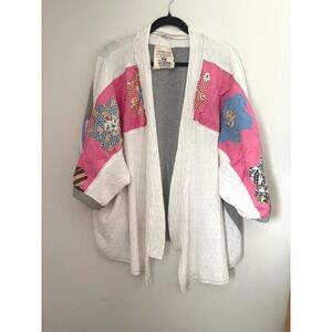 Painted Oyster Handmade Patchwork Kimono Duster Quilted Cardigan Boho Hippie